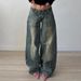 American Retro Heavy-washed Patchwork Low-rise Jeans For Women, Cross-border Loose Casual Long Pants_ecoleips.com
