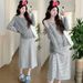 Autum New Korea Fashio Butterfly Embroidery Cardiga + Ice Silk Striped Tak Dress 2-Piece Set For Pregat_ecoleips.com