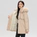 Women's Short Puffer Jacket With Faux Fur Trim, Winter Coats For Petite Women, Thickened Workwear Style Parka, Casual Outerwear _ecoleips.com
