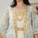 Muslim Dress Women Modest Evening Abaya Set – Sheer Mint Green Gown With Gold Foil Embroidery (Elegant Muslim Two-Piece Dress)_ecoleips.com