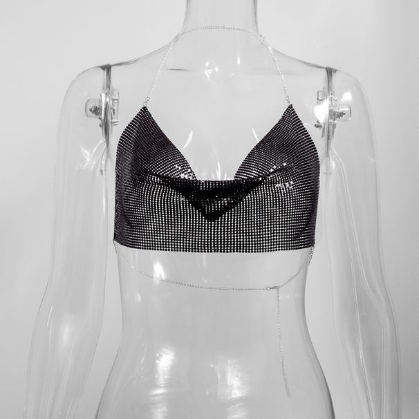 Women's Clothing Metal Sequins Suspenders Sexy Hot Girl Outfit Music Festival Slim Sequins Suspenders Women_ecoleips.com