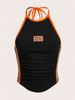 American Y2K Summer Camisole Top for Women High Waisted Backless Halter Neck Tie up Short Vest Sexy Alluring Print_ecoleips.com