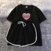 Women's Korean Style Short Sleeve Shorts Set - Milk Silk Drawstring Lounge Two Piece Outfit (Casual Sporty Co-ords)_ecoleips.com