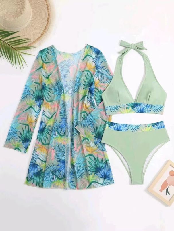 Women's Clothing Three Piece Suit Split Bikini Sexy High Waist Swimsuit Female Bikini_ecoleips.com