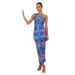 2025 Foreign Trade Cross-Border American Style Color-Block Printed One-Shoulder Sleeveless Pullover Slim Dress For Women_ecoleips.com