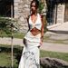 Winter New Fashion Women's Sexy V-neck Halter Top With Ruffled Long Skirt Two-piece Set_ecoleips.com