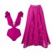 Women's Clothing Two-Piece Swimsuit Bohemian Printed Maxi Dress Sexy Vacation Swimwear Polyester Regular Fit_ecoleips.com