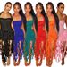Women’s Clothing Solid Color Tassel Halter Neck Hip Dress Female New Fashion Dress_ecoleips.com