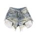 Women's High-Waisted Slimming Fringe Ripped Denim Shorts Summer 2026 A-Line Wide Leg Hot Pants Leg Lengthening Hot Girl Style_ecoleips.com