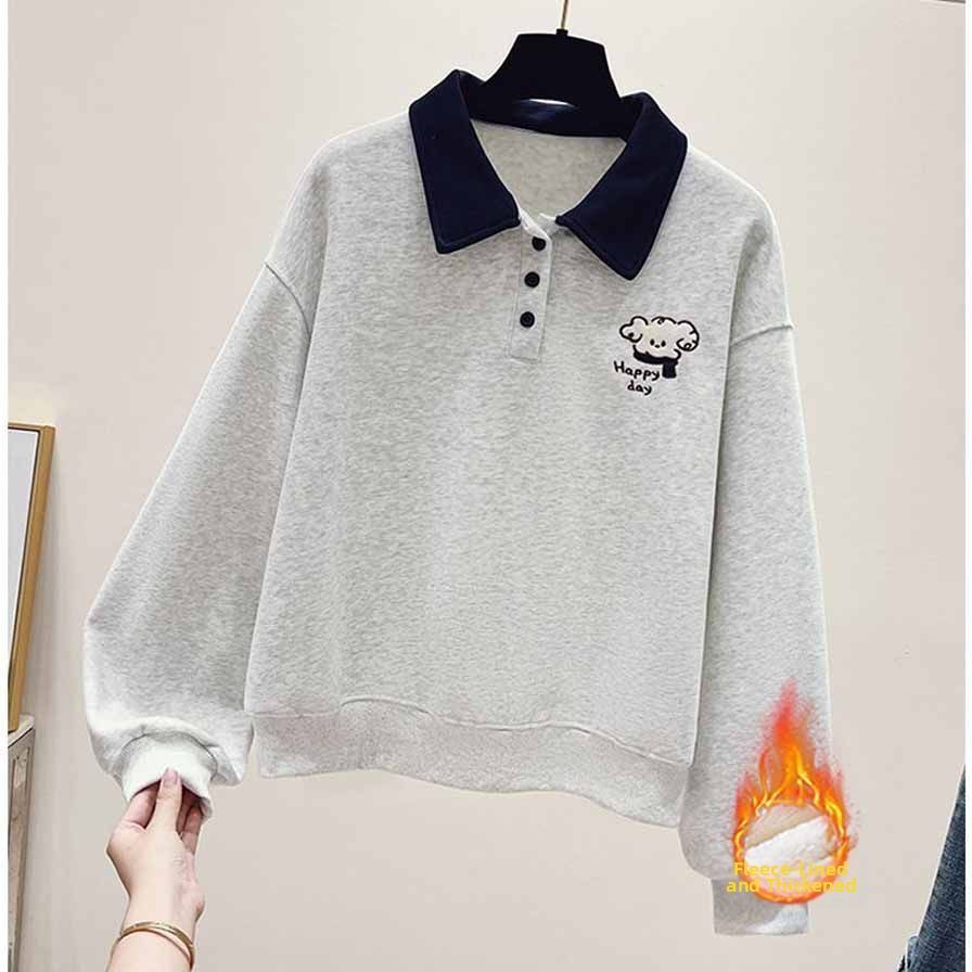 Women's Clothing Women's Color Block Fleece Lined Collared Top And Wide Leg Pants Set Versatile Stylish Design Relaxed Fit_ecoleips.com