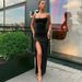 Summer New Women's Slim Fit Open Back Sexy Split Dress With One Line Neck Strap_ecoleips.com