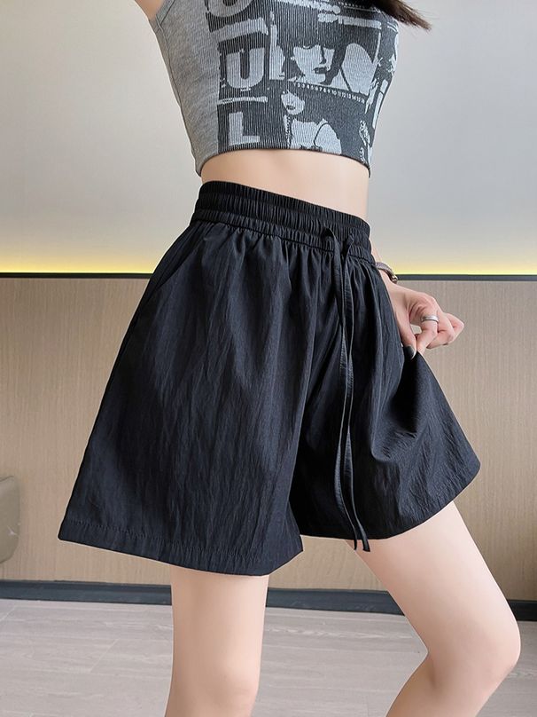 K Short Shorts For Women, New High Waisted Wide Leg Mid Length Pants, Loose Casual Cropped Pants_ecoleips.com