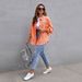 Women's Distressed Denim Jacket Oversized Long Sleeve Casual Shirt Coat In Solid Colors_ecoleips.com