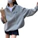 Women’s Zip-Up Hooded Sweatshirt – Long Sleeve Casual Pullover (Greyish, XS-XXL)_ecoleips.com