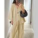 Women's V-Neck Flowy Top & Wide Leg Pants Set – Breathable Loose Fit Outfit For Casual And Chic Style_ecoleips.com