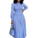 Women's Clothing Fashion Long Sleeved High Waisted Pleated Slim Solid Color Elegant High-Waisted Ruffle Long Sleeve Solid Color Maxi Dress For Women_ecoleips.com