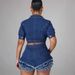 Women's Stylish Denim Two-Piece Set Boho Chic Outfit with Fringe Detail Cropped Fit Distressed Comfortable And Breathable_ecoleips.com