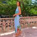 European And American Style 2025 Summer Foreign Trade Women's New Sexy Round-neck Floral Print Slim-fit Long_ecoleips.com