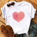 European And American Cross-border Foreign Trade Women's Clothing, Simple Heart-printed Round-neck Short-sleeve T-shirt_ecoleips.com