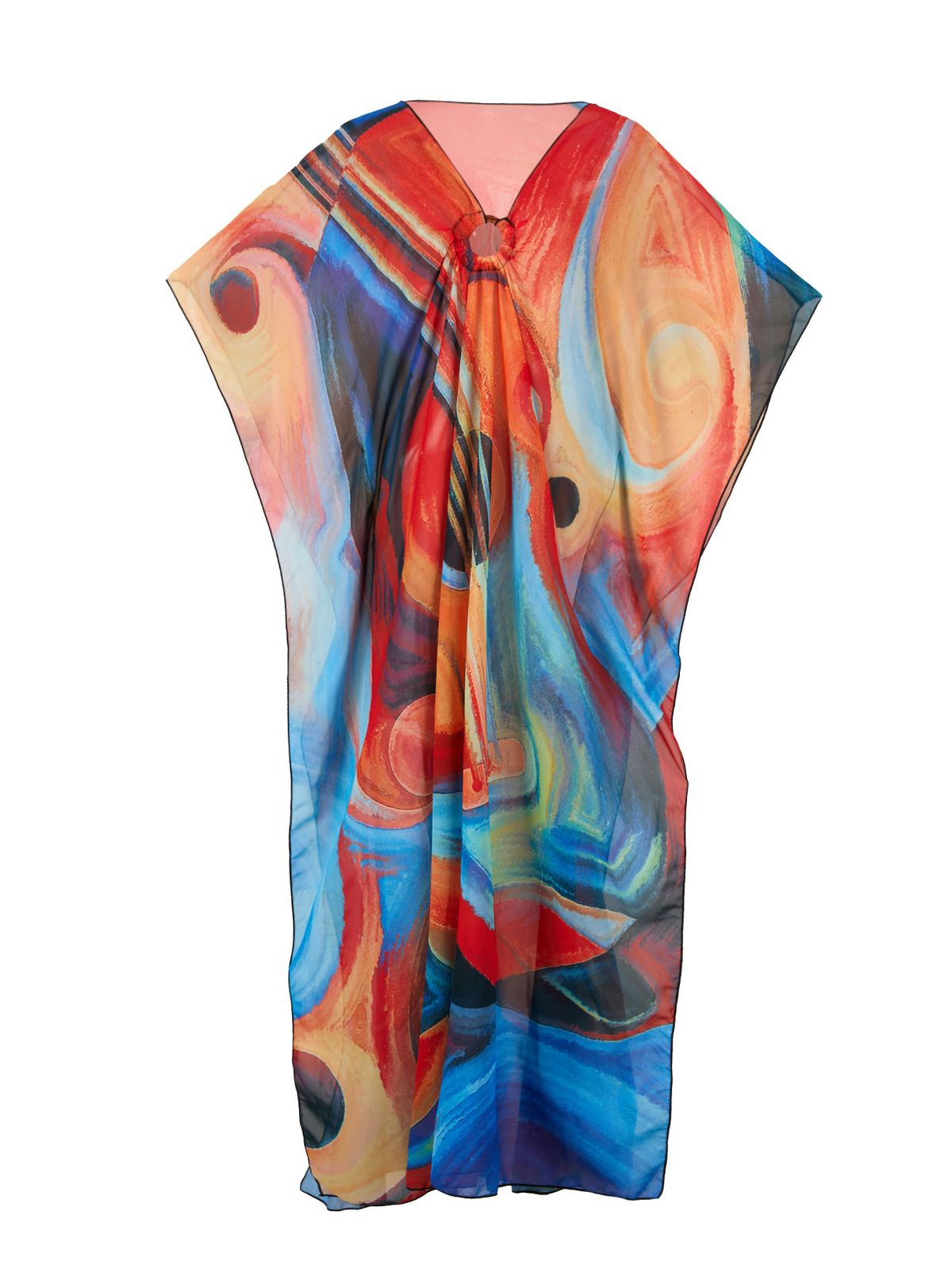 Lightweight Chiffon Beach Cover-Up With V-Neck & Striped Print - Sun Protection Swimwear Wrap For Women_ecoleips.com