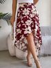 Elegant Floral Ruffle Midi Skirt for Women Asymmetrical Design Spring Summer Independent Clothing Website_ecoleips.com