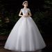 French Style Light Wedding Dress Elegant Princess Floor Length Stand up Collar Women's Summer Wedding Dress Forest Style_ecoleips.com