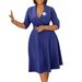 C8650 Cross-border Supply European And American Women's Fashion Elegant Solid Color Lapel High-waisted Large Hem African_ecoleips.com