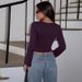 Women's Sexy Deep V Neck Crop Top Slim Fit Knitwear Fashion Fall New Arrivals Versatile_ecoleips.com