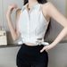 Purely Alluring Sweet And Spicy Sexy Halter Neck Hot Girl Shirt Vest For Women, Summer Unique White Slim-fit Top_ecoleips.com