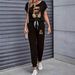 Women's Color Block Trim Casual Suit European American Style Simple Loose Fit Short Sleeve Spring Summer Autumn New_ecoleips.com