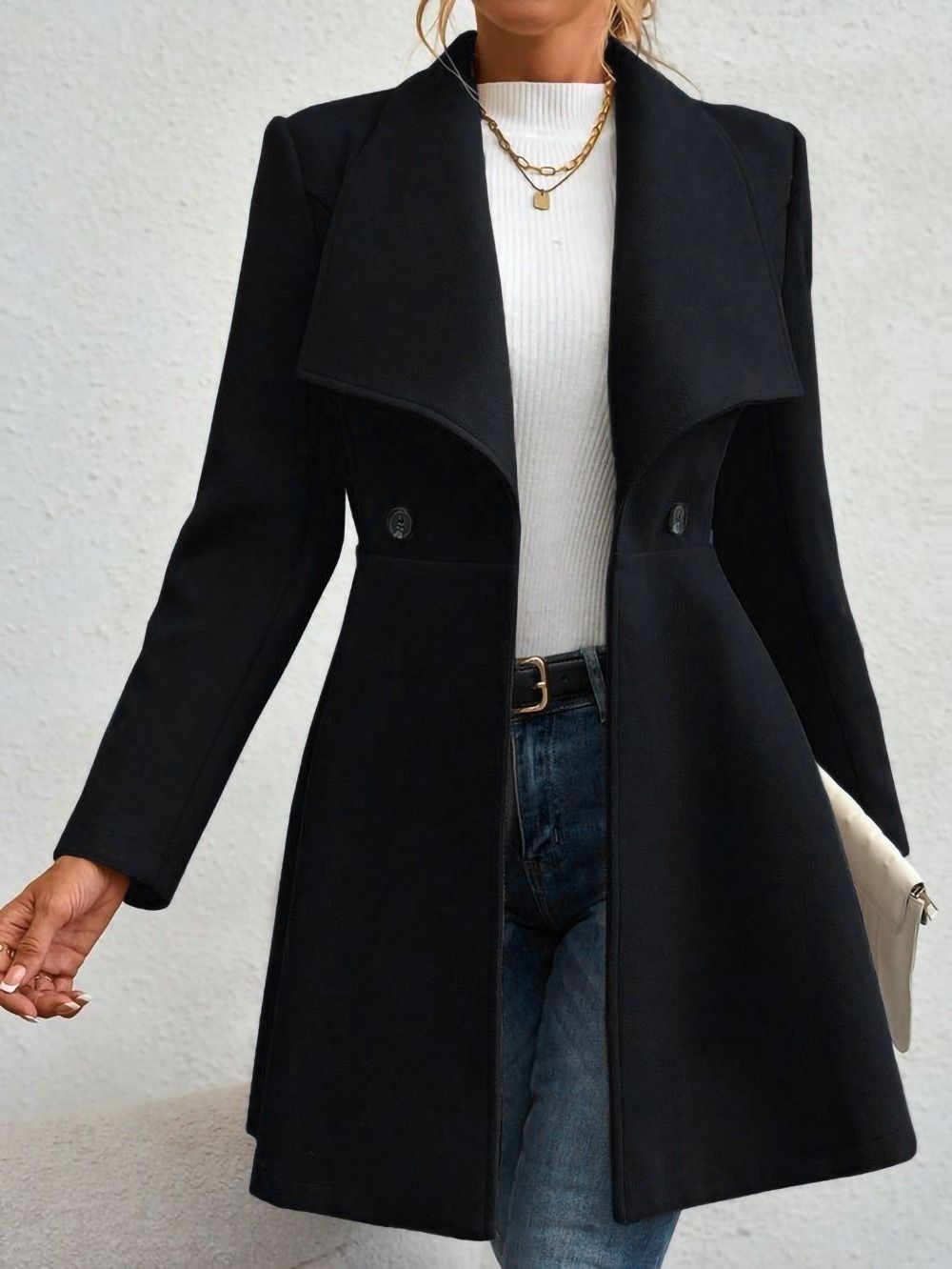 Women's Wool-Like Trench Coat – Fall/Winter Slim-Fit Notched Lapel Coat With Single Button Closure (Black/Red/Camel/Khaki, S-2xl)_ecoleips.com