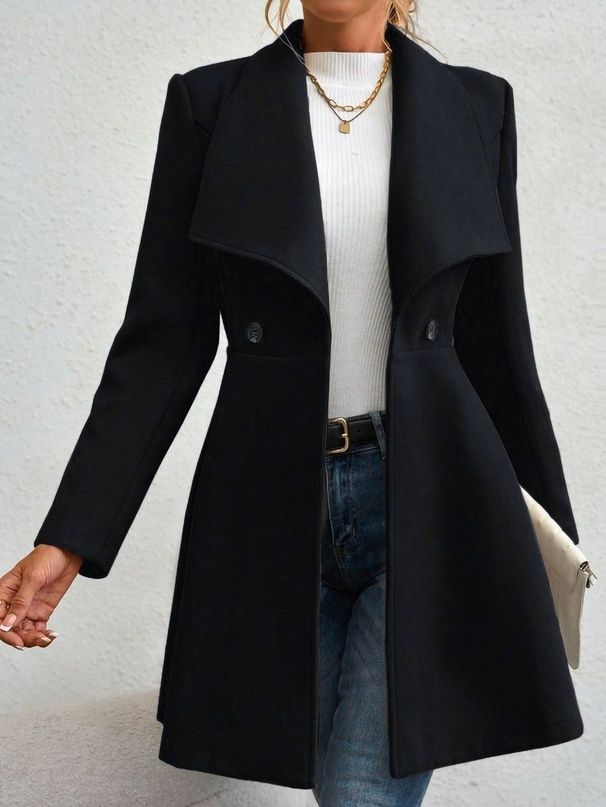 Women's Wool-Like Trench Coat – Fall/Winter Slim-Fit Notched Lapel Coat With Single Button Closure (Black/Red/Camel/Khaki, S-2xl)_ecoleips.com