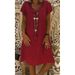 Pure-Color Short-Sleeved V-Neck Dress Eight Size Options Eleven Color Choices Popular Versatile Casual Dress_ecoleips.com