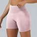 K Seamless Color Blocked Yoga Shorts, Tight Fitting Peach Hip Lifting Sports Shorts, Women's Outdoor Running And Fitness Pants_ecoleips.com