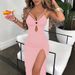 Women's Clothing Suspender Hollow Tight Slit Dress_ecoleips.com