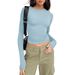 1pcs Four Seasons Fashion Senior Women T-shirt Long Sleeve Crew Neck Solid Slim Fit Tee Ladies Crop Top Daily Streetwear Camis_ecoleips.com