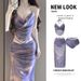 Women's Sexy Three Piece Bikini Swimsuit Set Push Up Bra Underwire Beach Vacation Long Dress Hot Spring Swimwear_ecoleips.com