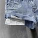 Women's Light Blue Rolled Cuff Denim Shorts, Distressed Casual Jean Shorts With White Inner Layer, Low Waist Summer Streetwear Shorts For Daily Outdoo_ecoleips.com