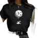 Independent Brand Plus-size Women's Loose-fitting Moon-themed Short-sleeve Top_ecoleips.com