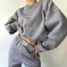 Women's Clothing new suit long sleeved round neck casual sweatshirt elastic sports trousers two piece suit_ecoleips.com