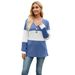 Fashion T-shirt For Women In Spring 2025, Long Sleeved V-neck Contrasting Button Up Top_ecoleips.com
