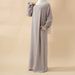 New Arab Muslim Cardigan Elastic Sleeve Women's High-Quality Solid Color Casual Crepe Robe_ecoleips.com