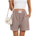 European And American Women's Clothing 2026 Spring/Summer New Casual Plaid Pocket With Labels, Boxer Shorts,_ecoleips.com