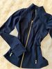 Tibetan Blue Yoga Wear Women's Thin Outerwear 2025 New Oulder Length Slim Fit Waist Cinching Early Autumn Fibone Sports Top_ecoleips.com
