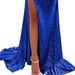 Women's Clothing New Sequined One Shoulder Tube Top Evening Dress Large Swing Slit Sexy Fashion Dress_ecoleips.com