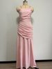 Women's Elegant Solid Color Sleeveless Dress Spring Summer New Waist Cinching Suspender Dress_ecoleips.com