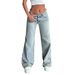 Low-Rise Flared Jeans For Women - Stretchy Wide Leg Denim Pants With High Elasticity (Light Blue)_ecoleips.com