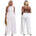 Women's Clothing Sexy Backless Lace Up Long Top Wide Leg Pants Fashion Suit New_ecoleips.com