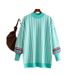 girl 2024 Autumn Winter New European And American Cross-Border Women's Fashion Mid-Length Round Neck Striped Loose Knitted_ecoleips.com
