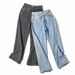 Hot Girl Summer New Fashion Oblique Belt Loose Slim High Waist Wide Leg Straight Jeans Women's Trousers Trend_ecoleips.com